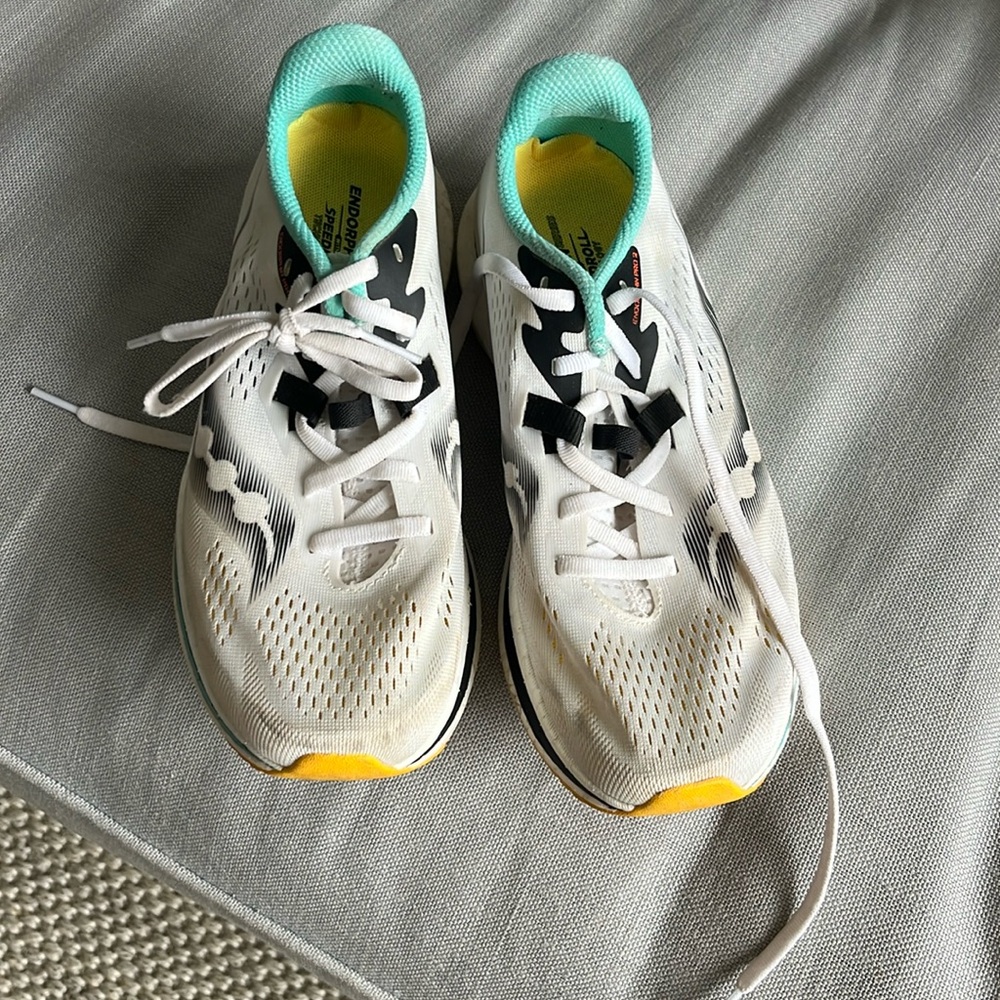 Saucony White and Yellow Athletic Shoes